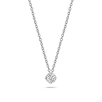 0.50 Carat Center Round Lab Grown White Diamond or Cubic Zirconia Cushion Frame Halo Pendant with 18 inch Silver Chain for Women in 925 Sterling Silver