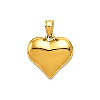 Jewelry Affairs Real 14k Yellow Gold Polished 3-D Puffed Heart Pendant Charm