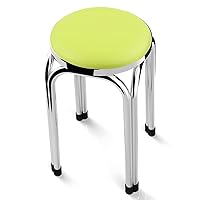 Minimalist Fashion Creative 2 Piece Set Stainless Steel Stool Round Dining Stool Modern Backless Counter Stool Pu Leather Soft Cushion for Living Roomcasual/2 Pack Green