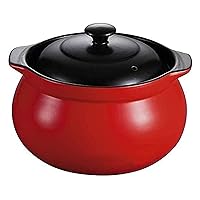 Clay Pot for Cooking Round Pattern Ceramic Pottery Casserole Deep Clay Pot with Lid Pot Healthy Green Pot Casserole (Red 3.17Quart)
