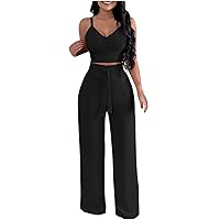 2 Piece Outfits for Women Sexy Casual Cami Shorts Sets Womens Summer Outfit Wide Leg Pants Camisole Two Piece Suits