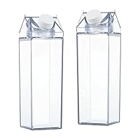 Clear Milk Carton Water Bottle 500ML Reusable Transparent Juice Bottle for Outdoor Sport 2PCS