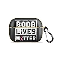 Boob Lives Matter Retro Breast Cancer Awareness AirPods Pro 2nd Generation Case 2022 Cute Printed Design Airpods Pro 2 Case Shockproof Protective Hard Cover for Girls Women Men with Keychain for