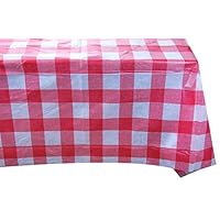 Classic Plaid Red Tablecloths, PE Plastic One-Off Grid Tablecovers for Party, 10pcs in Bulk(180x180cm)