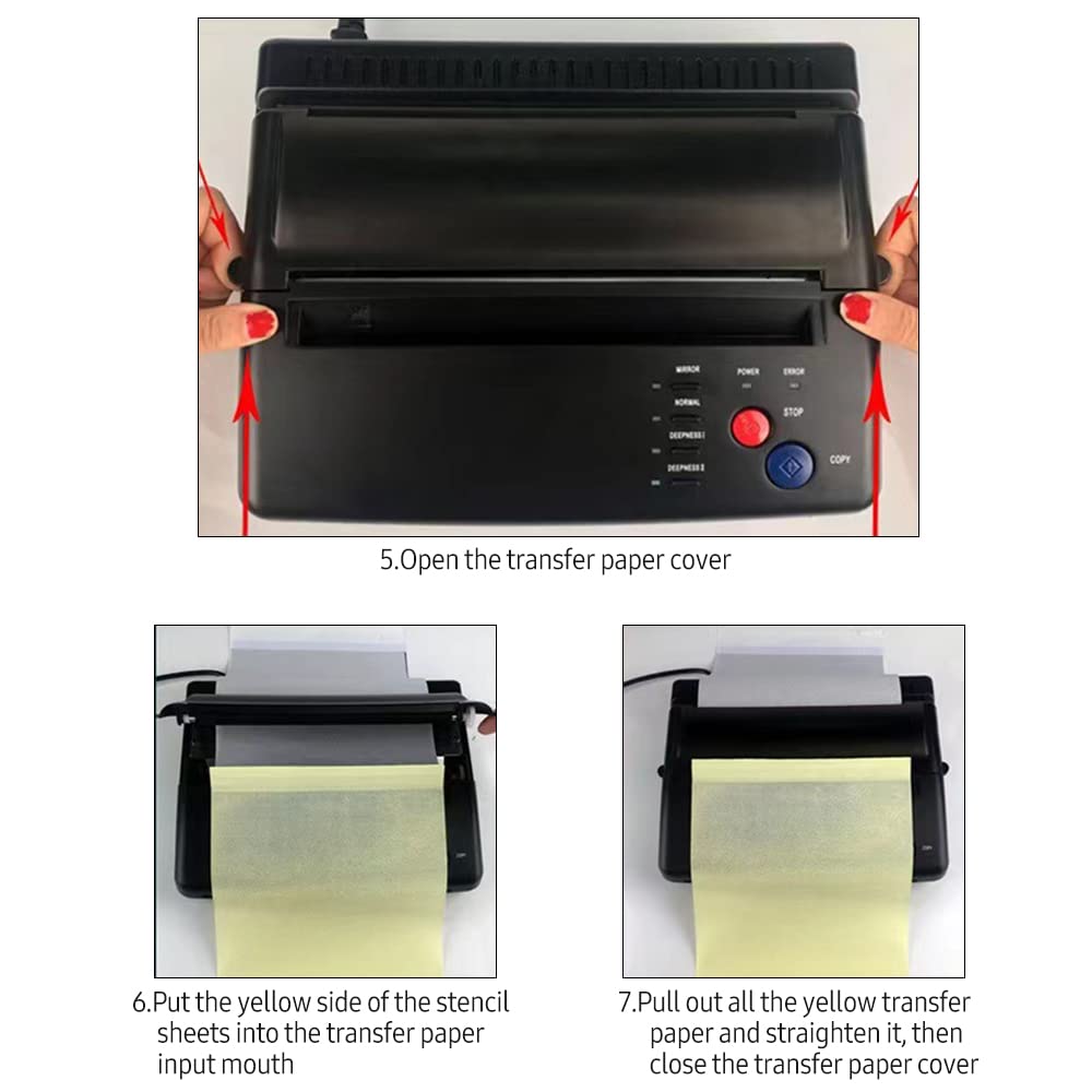 Geevorks Tattoo Transfer Stencil Machine, Thermal Copier Printer for A4 Size Tattoo Stencil Transfer Paper, Black (Update Version)