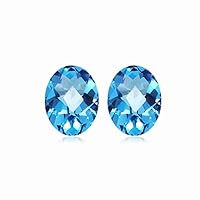 12.00 Cts of 14x10 mm AA Oval Checker Board Matching Loose Swiss Blue Topaz (2 pcs) Gemstones
