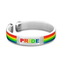 Gay Pride Rainbow Woven Fabric Bracelet - Rainbow Bangle for Gay Pride, Lesbian Pride, Transgender Pride, LGBTQ Awareness, Gift-Giving - Support LGBTQ