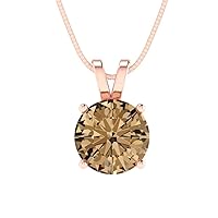 2.0 ct Round Cut Fine Pendant Brown Champagne Simulated Diamond Gem Solitaire Pendant With 16