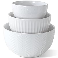 HAPPY KIT Ceramic Mixing Bowls Set, Nesting Bowls Set For Kitchen,Large 5/3/1.5 Quart Bowl Set of 3, Prep Serving Bowl for Baking and Mixing Salad,Oven, Microwave and Dishwasher Safe
