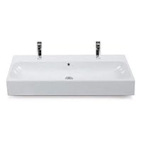 CeraStyle 080500-U-Two Hole Pinto Rectangular Ceramic Wall Mounted/Vessel Bathroom Sink, White