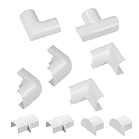D-Line Medium Cable Raceway Accessory Pack, Join 1.18in x 0.59in Cord Cover Lengths, 10 Accessories Included, Hide Cords Around a Variety of Angles - White