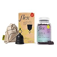 Flex Cup - Reusable Menstrual Cup - Size 01 + Chill Pill Natural Gummies for Relaxation (Bundle)
