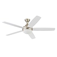 Prominence Home 51474-01 Ashby Ceiling Fan with Remote Control and Dimmable Integrated LED Light Frosted Fixture, 52