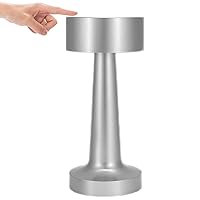 GZKPL Cordless Table Lamps, Rechargeable Nightstand LED Desk Lamp Touch Bedside Lamp, 3 Level Brightness Battery Operated Night Light for Bedroom, Living Room, Restaurant, Office (Silver)