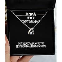 Motivational Grandma Gifts, I'm As Lucky As Can Be The Best Grandma Belongs to Me, Grandma Wishbone Dancing Necklace from Granddaughter