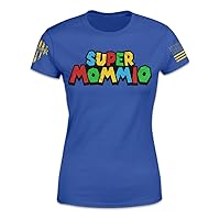 Super Mommio - Women's Relaxed Fit T-Shirt Patriotic Tribute Tee | American Pride Veteran Shirt | 100% Cotton Apparel