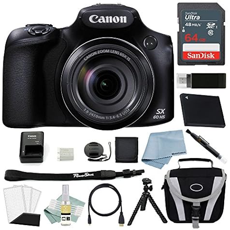 Canon Powershot SX60 HS Bundle + Deluxe Accessory Kit - Including to Get Started