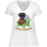 inktastic Slow Cooker- Cute Turtle Chef Women's Plus Size V-Neck