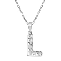 Initial Pendant Necklace 0.50 CTW Natural Slice Polki Diamond Platinum Plated 925 Sterling Silver L Letter Alphabet Pendant