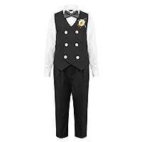 CHICTRY Baby Boys' Wedding Ring Bearer Suits Double Breasted Vest Dress Shirt Pants Corsage Outfit Set