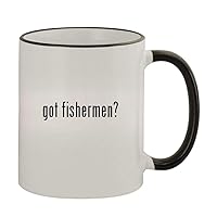got fishermen? - 11oz Colored Handle and Rim Coffee Mug, Black
