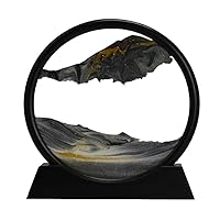 Aoderun Moving Sand Art Picture Round Glass 3D Deep Sea Sandscape in Motion Display Flowing Sand Frame Relaxing Desktop Home Office Work Decor (12