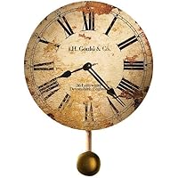 Howard Miller Dayton Wall Clock II 549-661 – Aged Finish Metal Frame, Antique Dial, Vintage Home Décor, Antique Brass Finished Pendulum, Quartz Movement