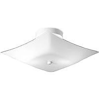 Progress Lighting P4961-30 Square Glass Close-to-Ceiling, 12-Inch Diameter x 5-1/2-Inch Height, White