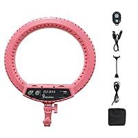 Dimmable LED Ring Light with 2M Stand for Phone and Camera, yidoblo 14 inches Outer 5500K/3200K for YouTube Vlog Makeup Studio Video Shooting Salon Photography (EU-R14 Pink-kit)