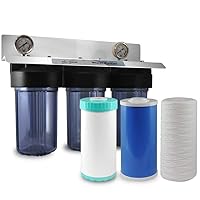 Max Water 3 Stage (Sediment, Tannin/Nitrate, Odor & Improving Taste) Whole House (10 inch x 4.5 inch), Water Filtration System with Double O Ring Housing - Sediment + Anion + GAC - 1