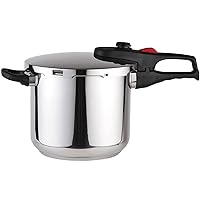 Magefesa® Practika Plus Super Fast pressure cooker, 6.3 Quart, 18/10 stainless steel, suitable induction, excellent heat distribution, 5-layer encapsulated heat diffuser bottom, 5 safety systems
