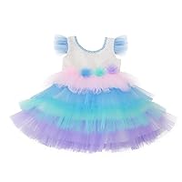 New Multi-Layer Cake Dress,Children's mesh Princess Dress,Girl's Color Matching Tutu Skirt. (Multicolor, xx_s)
