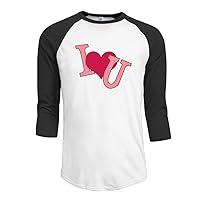 Updated I Love You Heart Lover Gift Men's Baseball Jerseys Shirts 3/4 Sleeve Shirt