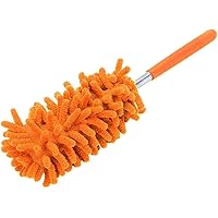 Telescopic Dust Collector Telescopic Microfiber Dust Collector Retractable Cleaning Home Car Cleaner Dust Collector with Handle 1 Piece,Orange