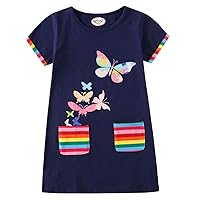 Girls Clothes Summer Short Sleeve Casual Stripe Cotton Dress for Kids 3-8Years
