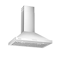 Empava 30 Inch Range Hood Wall Mount-Ducted (Ductless Kit Sold Separately), Electronic Switch Control, 3-Speed, 400 CFM, Permanent Filters Stainless Steel