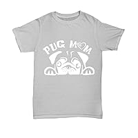 Pug Mom Plus Size Dog Lovers Mummy Mama Mother Women Men T-Shirt Ash