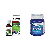 Robitussin Maximum Strength Nighttime Cough DM Max Adult Formula Berry Flavor 8 Fl Oz & HealthWise Medicated Chest Rub 4 oz