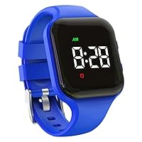 Waterproof Vibrating Alarm Watch Rechargeable 15 Alarm Reminder Watch Potty Training Watch with Lock Screen (Navy Blue Square)