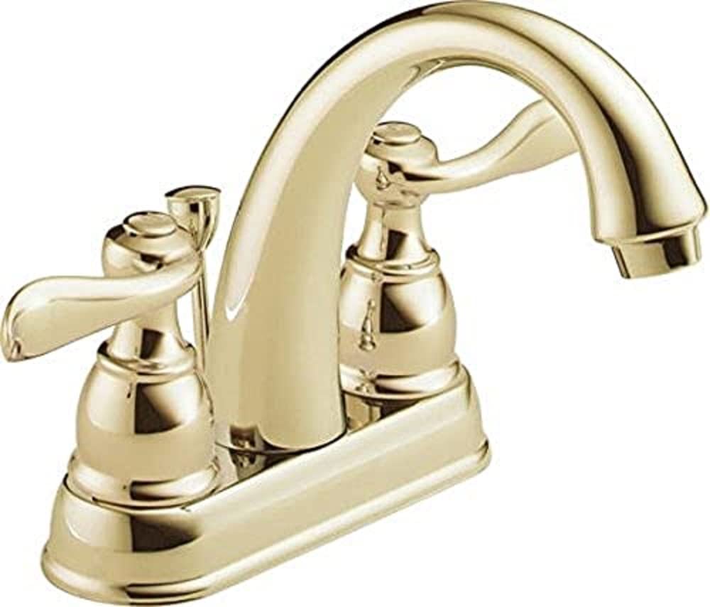 Delta Faucet Windemere Brass Bathroom Faucet, Centerset Bathroom Faucet, Bathroom Sink Faucet, Metal Drain Assembly, Polished Brass B2596LF-PB