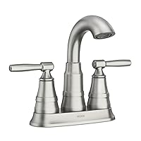 Moen Halle Spot Resist Brushed Nickel Two-Handle Centerset Bathroom Sink Faucet with Drain Assembly, 84971SRN