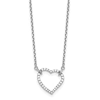 15mm 14k White Gold Love Heart Pendant Necklace 18 Inch Jewelry for Women