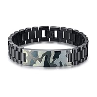 MPRAINBOW Stainless Steel Soldier Camouflage Bracelet & Camouflage Cross Pendent Army Special Forces Jewelry Gifts
