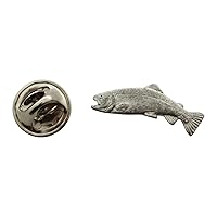Rainbow Trout Mini Pin ~ Antiqued Pewter ~ Miniature Lapel Pin - Antiqued Pewter