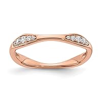 14k Rose Gold 1/8 Carat Diamond Contoured Wedding Band Size 7.00 Jewelry for Women