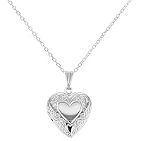 Silver Tone Small Love Heart Photo Locket Pendant Necklace Ideal for Toddlers and Little Girls 16