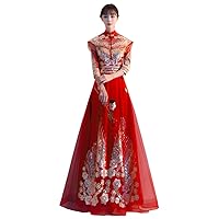 Chinese Xiuhe Clothes Cloud Cheongsam Evening Dress Tang Suit Clothing Wine Red Tassel Long Dresses