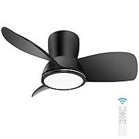 30 Inch Ceiling Fans with Lights, Quiet Black Ceiling Fan with Remote, Dimmable 3-Color Temperature Ceiling Fan Light, Modern Reversible Ceiling Fan for Bedroom Kitchen Living Room Covered Outdoor