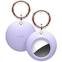 elago Basic Case Keychain Compatible with AirTag - Keys, Backpacks, Purses, Golf Rangefinders, Slim and Simple Design, Scratch-Free,Premium Silicone, Safe for Kids and Pets [Lavender]- 1PC