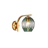 Modern Simplicity Hotel Bedside Lamp Wall Light Creative Interior Living Room Wall Study Stairs Aisle Wrought Iron Glass Wall Sconce E27 Lantern Fixture Stylish (Color : Green)